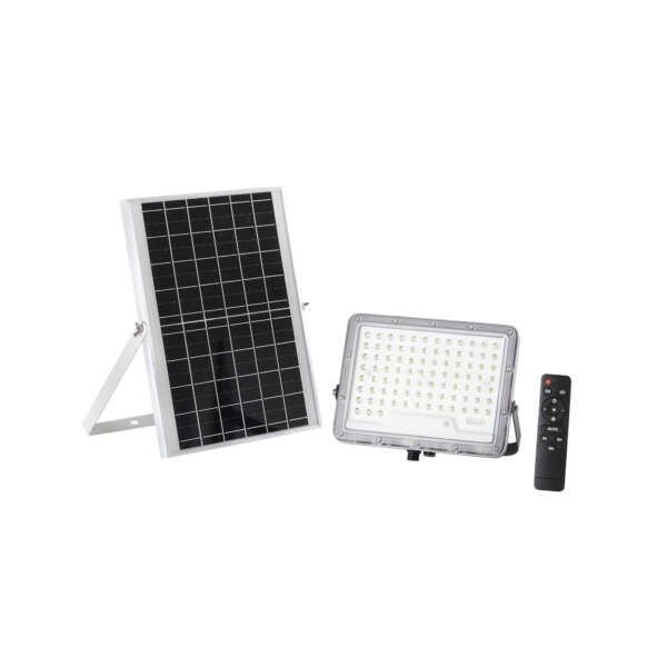 Phare LED glaser 200w avec panneau solaire 1800lm 3000k