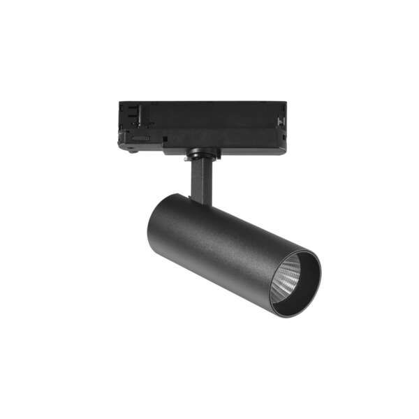 Spot LED plane pour rail triphasé en aluminium noir 20w 2400 lumen 4000k (lumière naturelle)