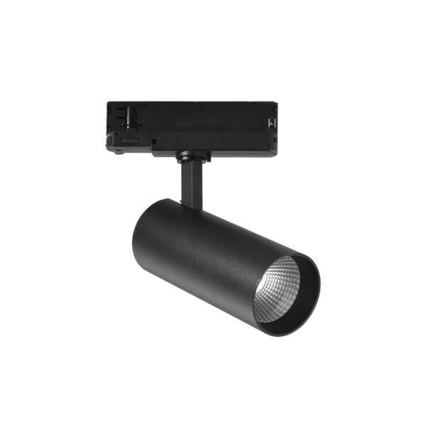 Spot LED plane pour rail triphasé en aluminium noir 30w 3600 lumen 3000k (lumière chaude)