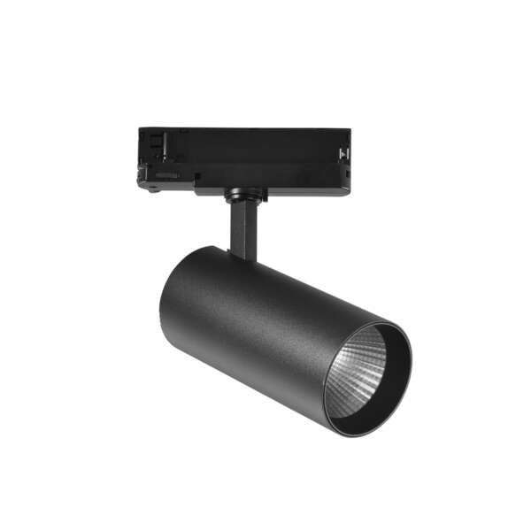 Spot LED plane pour rail triphasé en aluminium noir 40w 4800 lumen 3000k (lumière chaude)