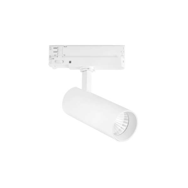 Spot LED plane pour rail triphasé en aluminium blanc 20w 2400 lumen 3000k (lumière chaude)