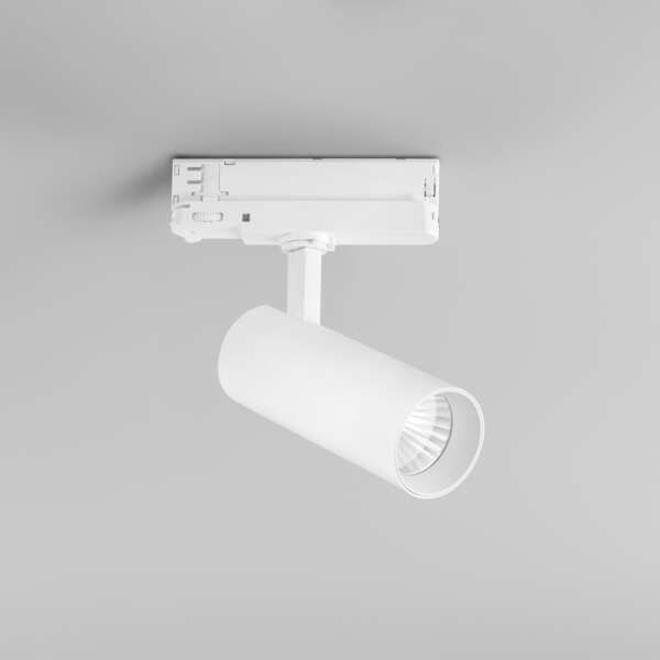 Spot LED plane pour rail triphasé en aluminium blanc 20w 2400 lumen 3000k (lumière chaude) – Image 2