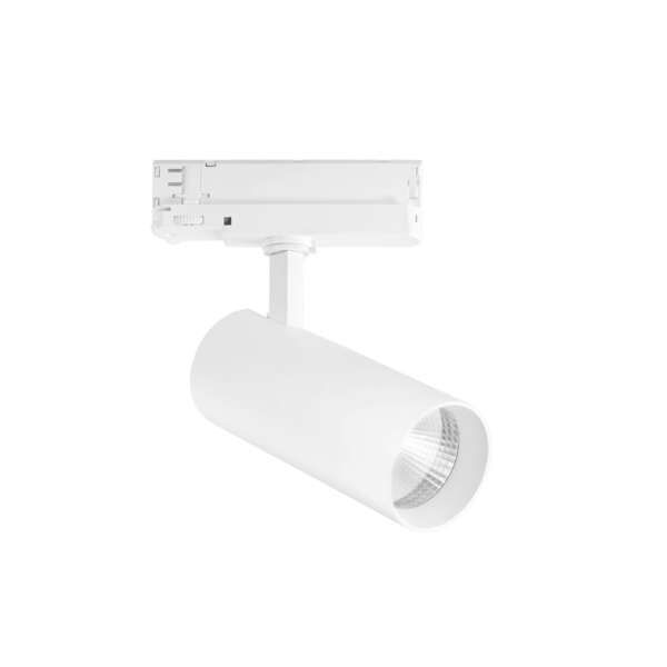 Spot LED plane pour rail triphasé en aluminium blanc 30w 3600 lumen 4000k (lumière naturelle)