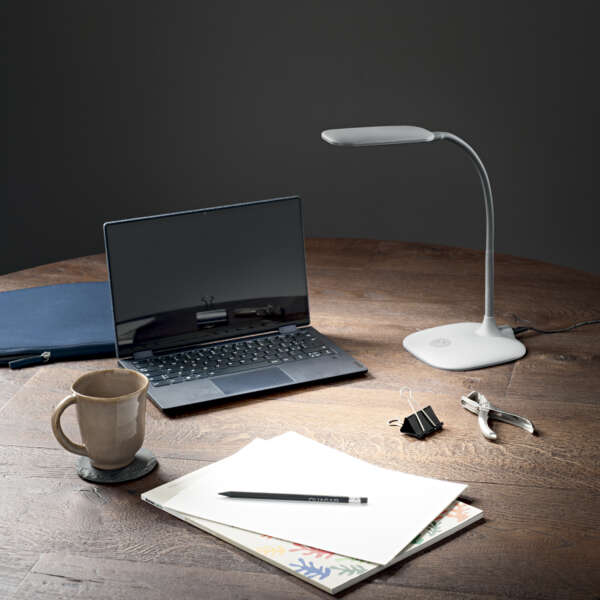 Lampe de lecture LED darwin en métal blanc avec touche et variateur – Image 3