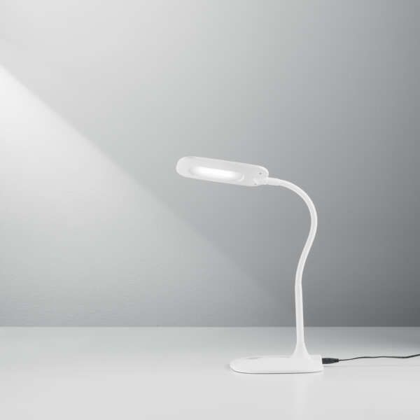 Lampe de lecture LED darwin en métal blanc avec touche et variateur – Image 2