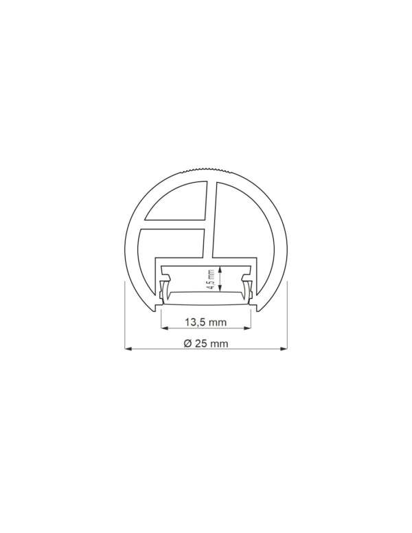 Profile penderie rond noir pour rubans LED 2m – Image 3